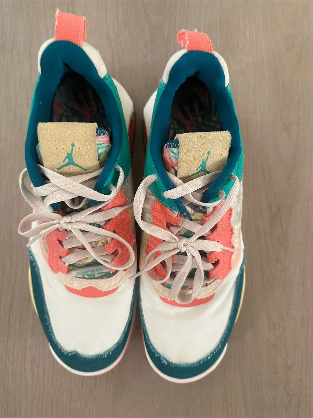 Jordan Multicolor Fashion Sneakers - White, Teal & Coral